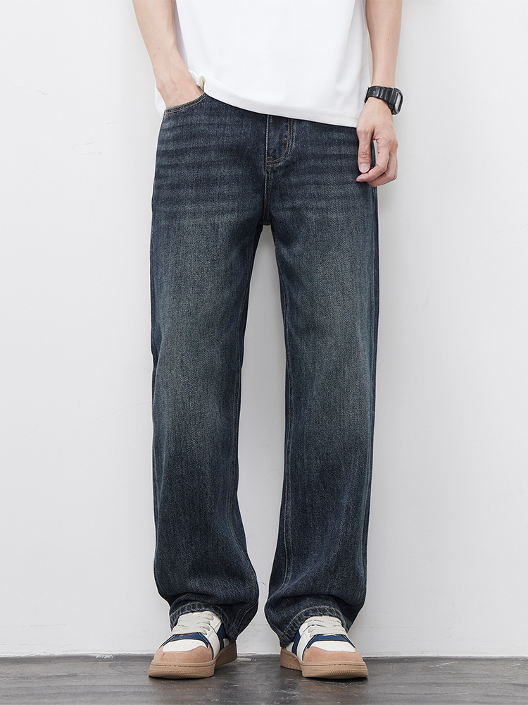 2025春夏新款美式高街复古阔腿牛仔裤