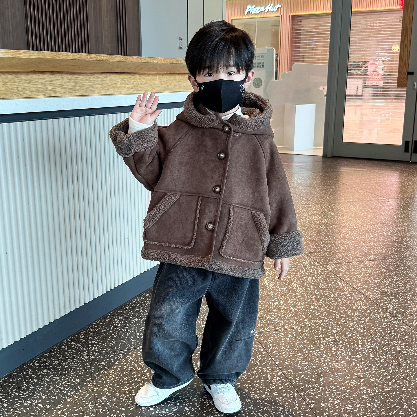 男童套装冬季2025新款儿童德绒打底衫男宝冬装加厚加厚保暖三件套