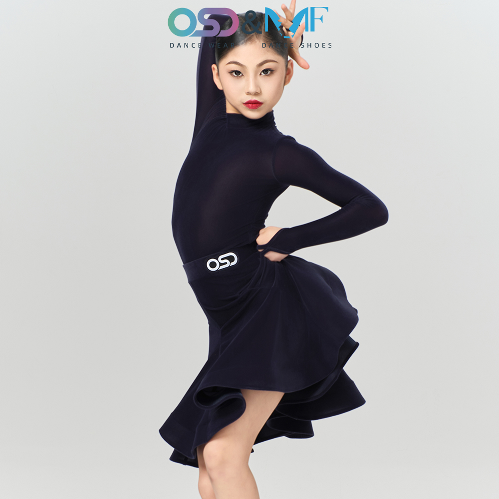 OSD舞服-林意涵同款 拉丁舞服少儿规定服丝绒高领长袖OC24L4009-9