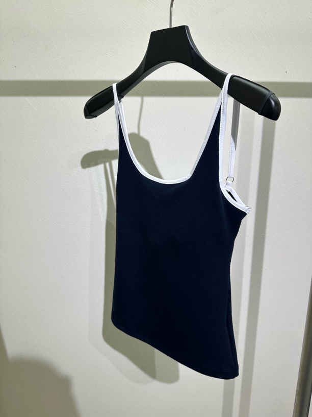 泡菜休闲拼色露背刺绣logo吊带背心（No退）