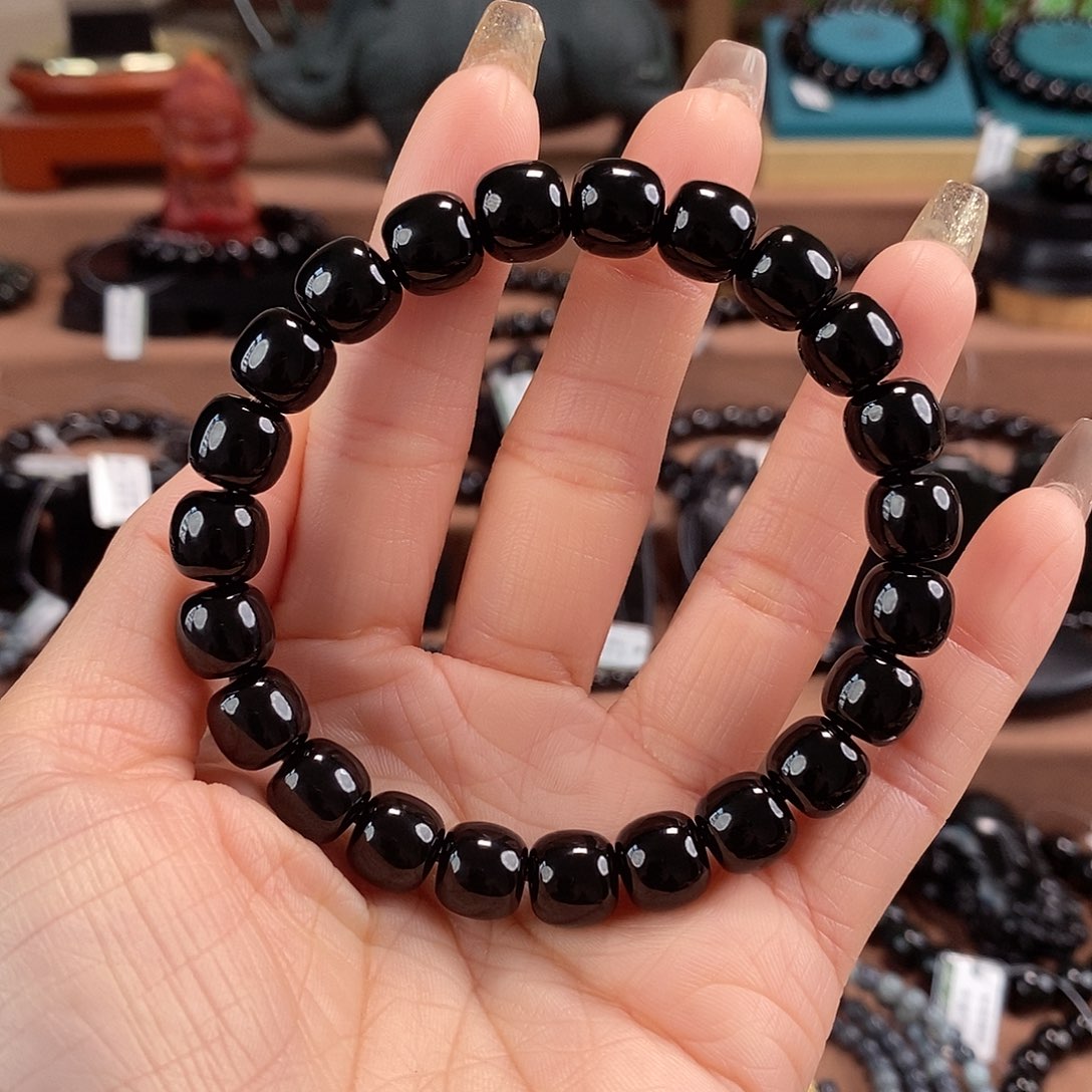 和田玉未镶嵌手链10又黑又细