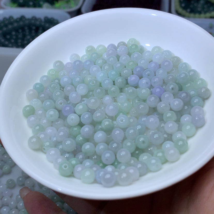 【闪购商品】未镶嵌手链翡翠卡5.5冰绿白100颗