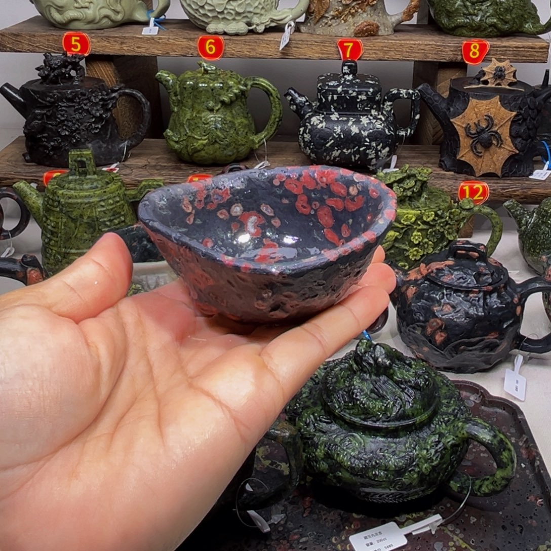 梅花石安山玉随形杯60cc