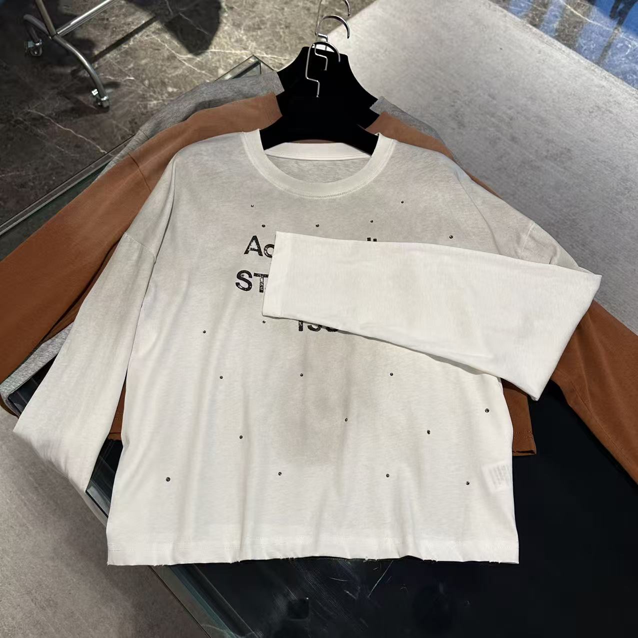 美式印花烫钻字母喷绘做旧T恤上衣 J000086