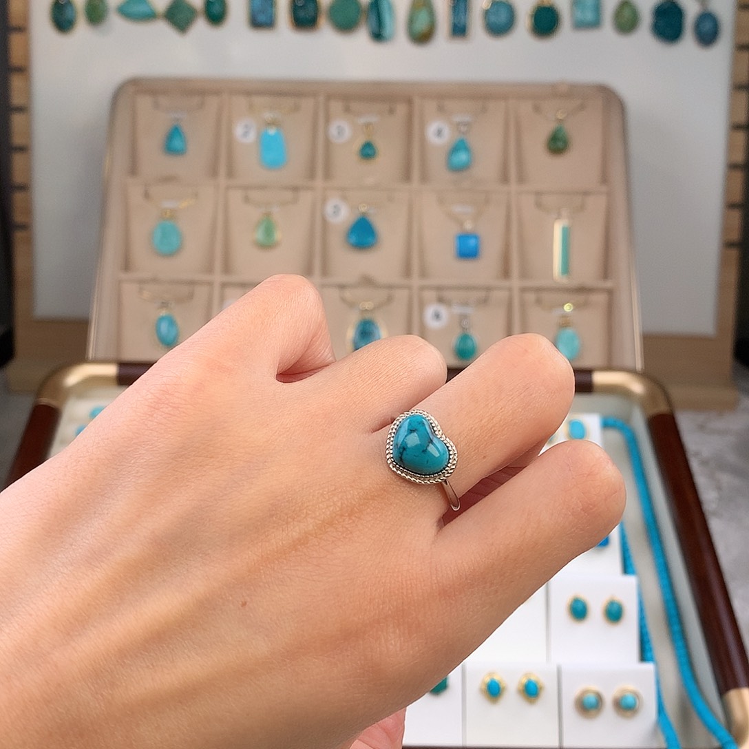 绿松石银S925镶嵌戒指