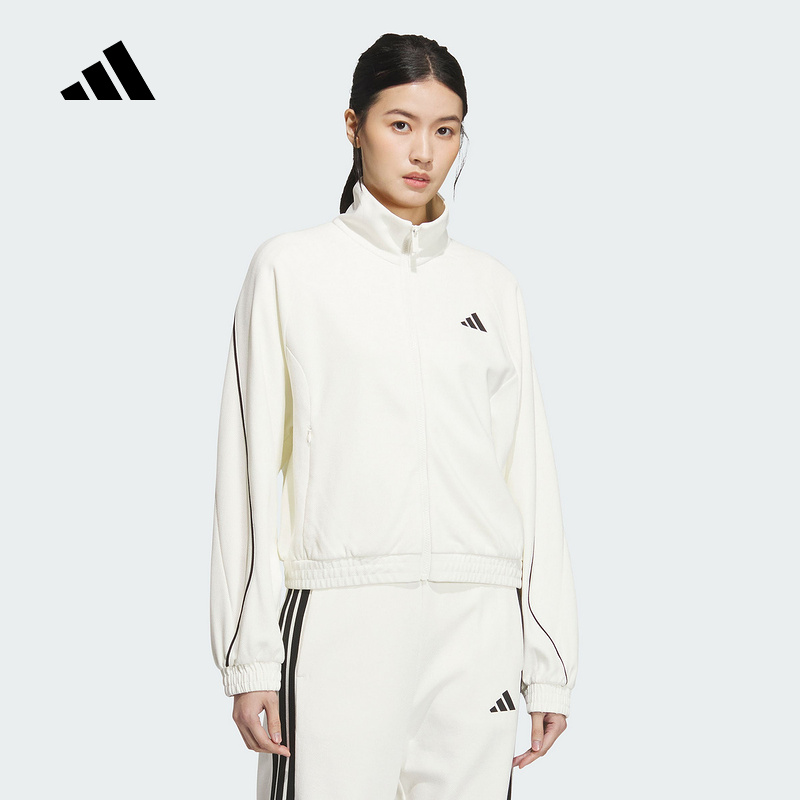 adidas阿迪达斯秋新款女针织垂坠挺阔运动休闲宽松夹克外套KC0017