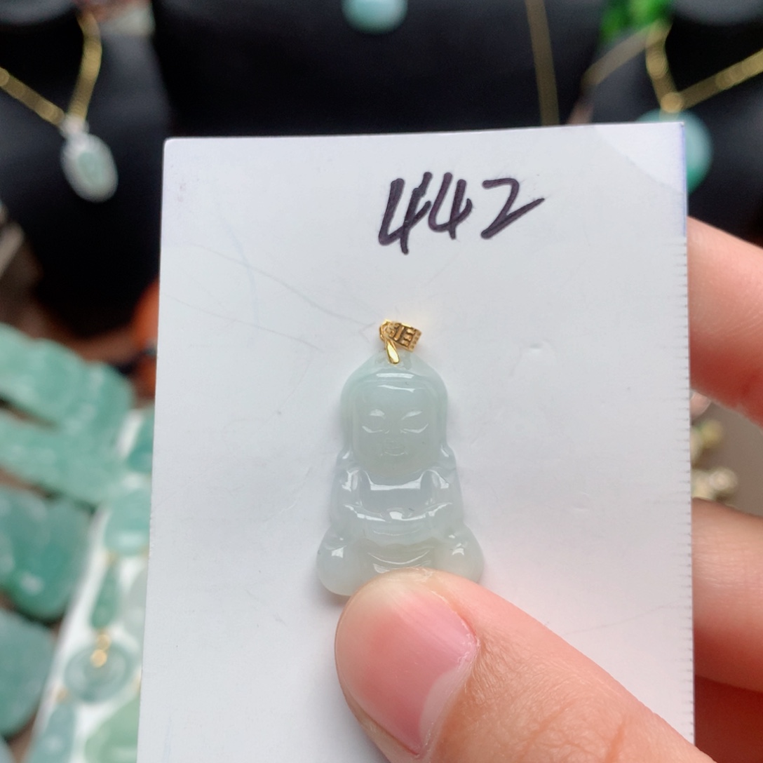 翡翠颈饰银S925镀金镶嵌吊坠