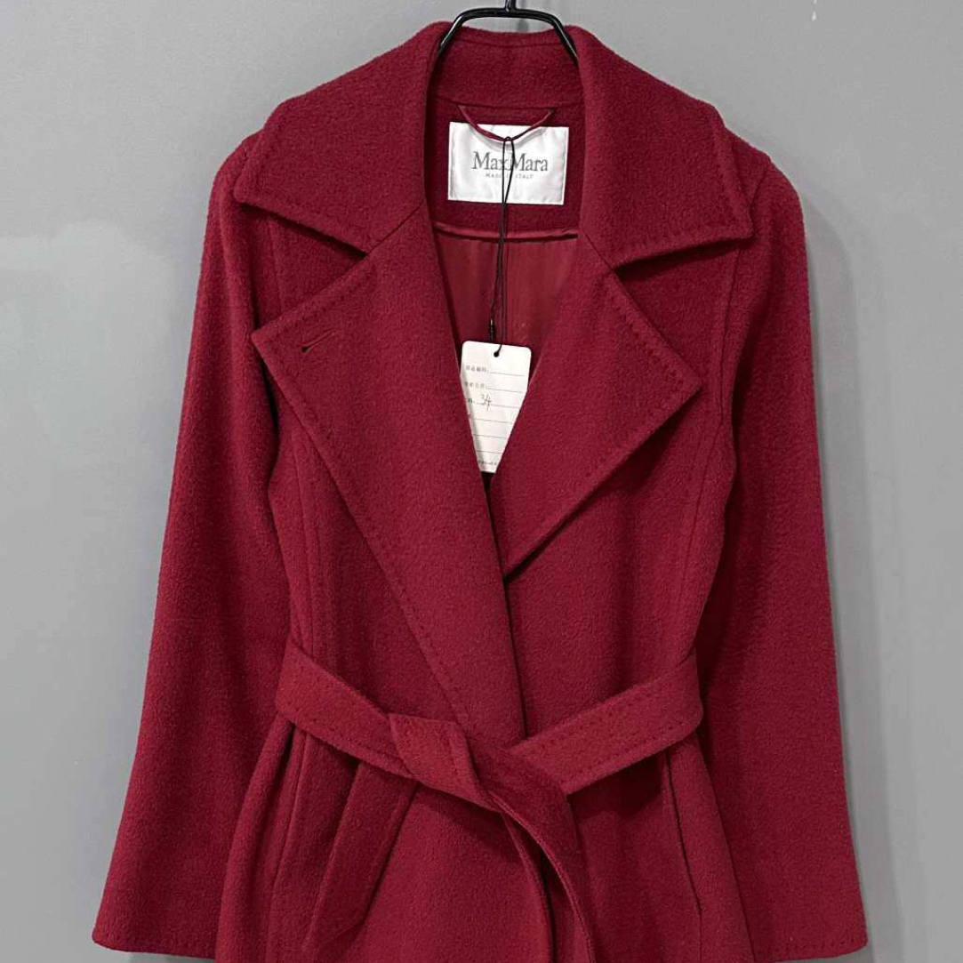 99新 MaxMara 红色manuela长款大衣 MaxMara / 34码/74415