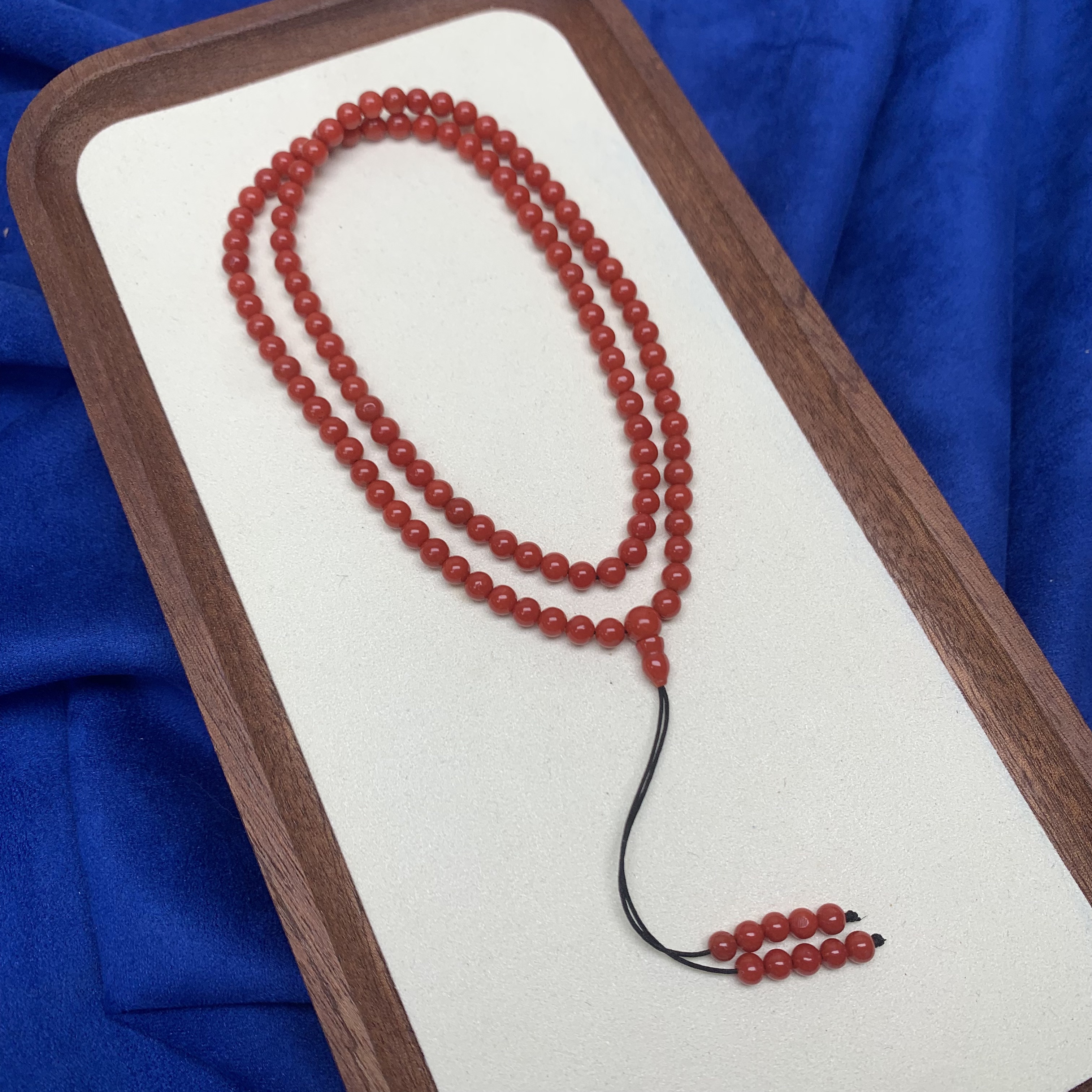 深牛血红珊瑚108颗佛珠多圈手串项链多用款足5mm科西卡 SHC7161