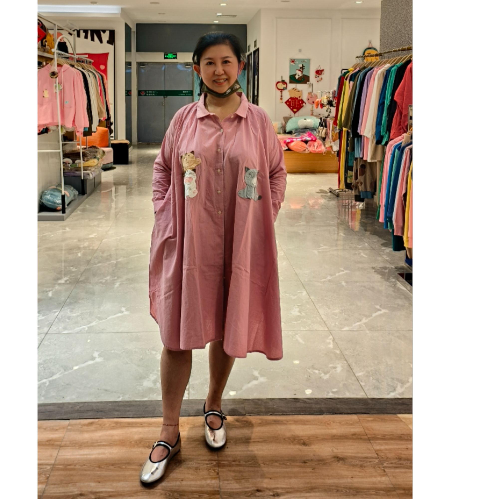 HIKOSEN CARA/卡拉猫棉布面料衬衫裙