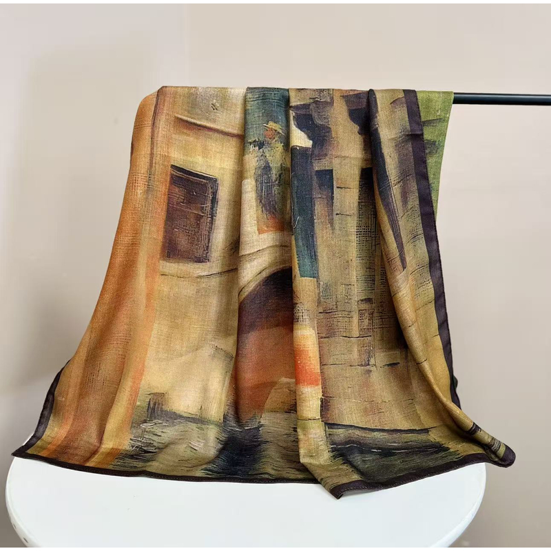 D 荒原诗画 90*90 气质女士小方巾