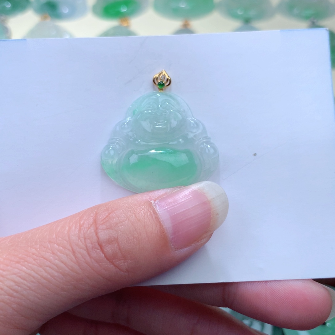 翡翠吊坠(不含链)18K金镶嵌