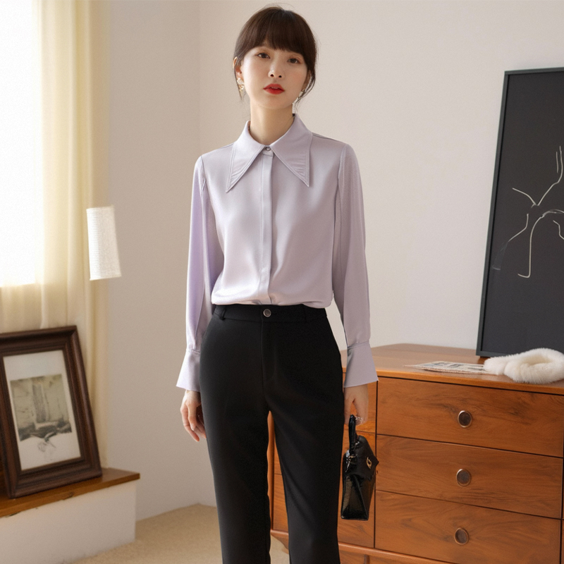 【ka】高级缎面上衣女士小众轻奢衬衣2025秋季新款七号铺撤柜女装