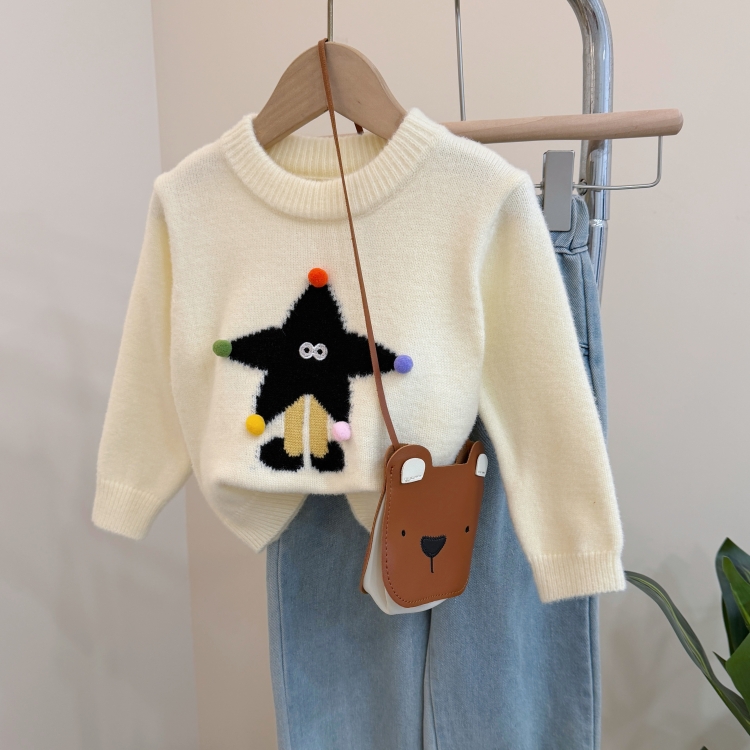 [不起球]儿童毛衣秋冬季2025新款男女孩宝宝卡通圆领套头上衣