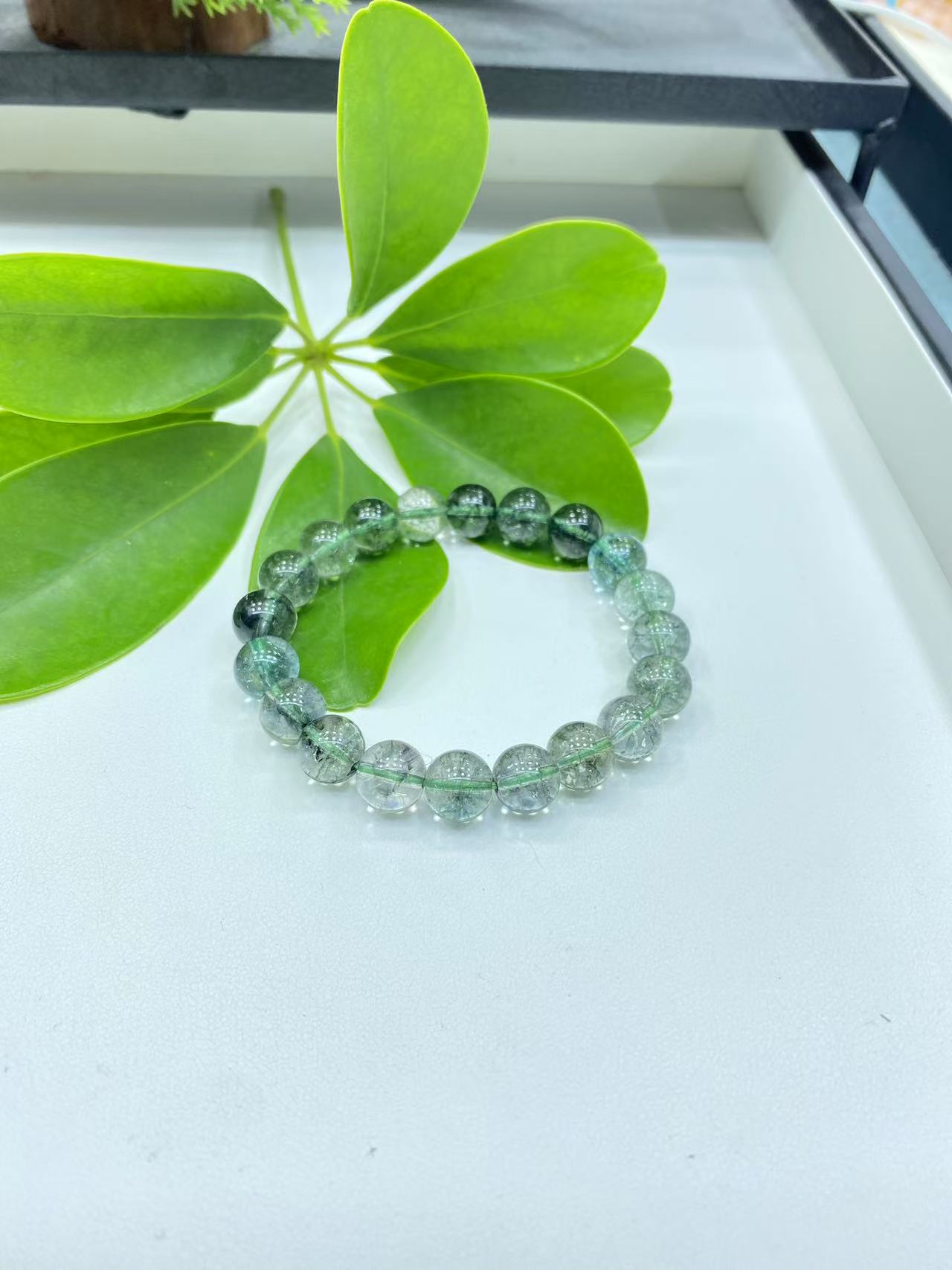 （鑫玥福）Z015 绿幽灵10mm水晶单圈手链