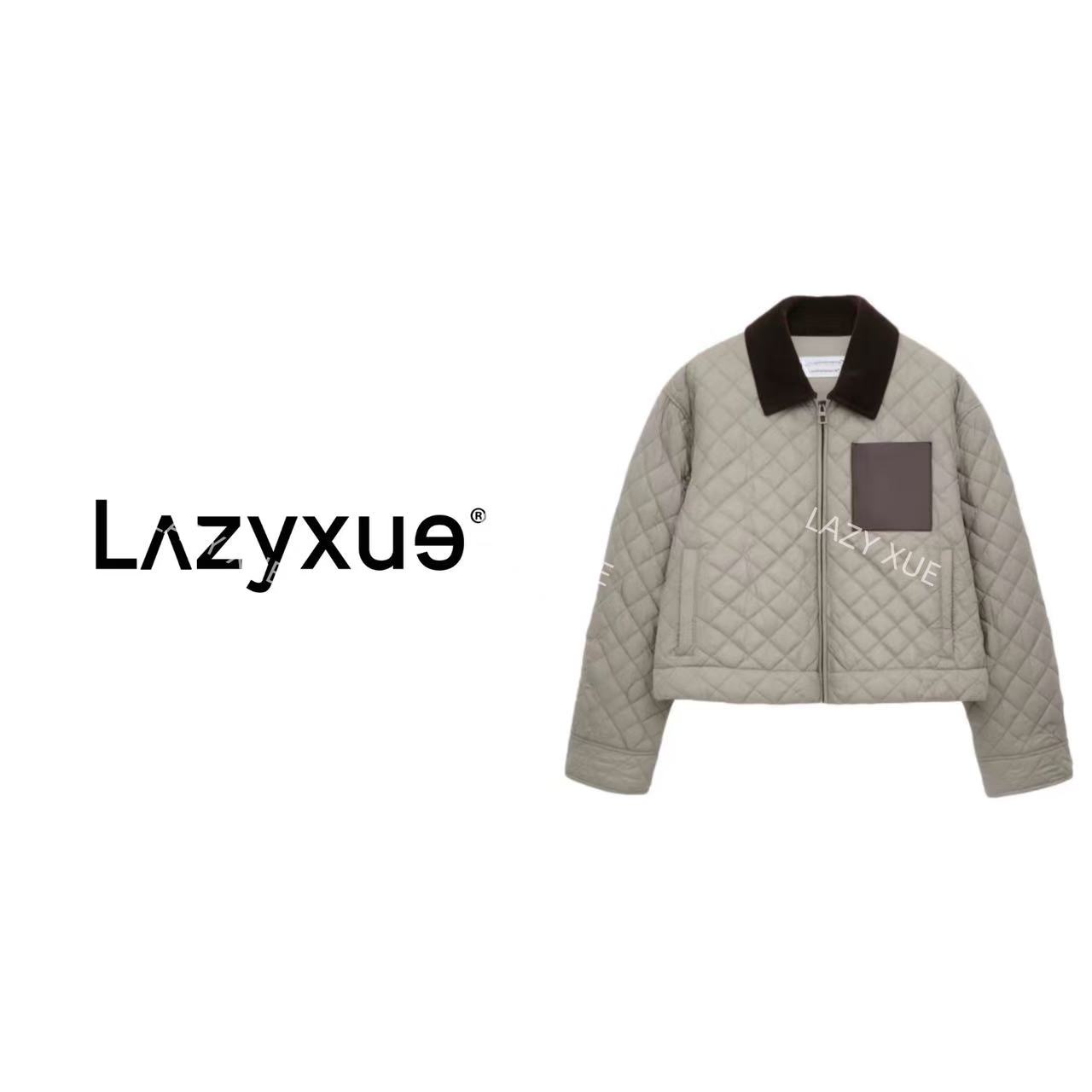 LAZYXUE薛懒懒/"绞花"新款绗缝菱格纹翻领长袖夹克外套 5171