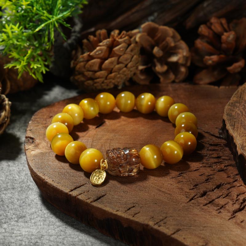 【香掌柜】虎睛石配黑金貔貅单圈手串【发一件】