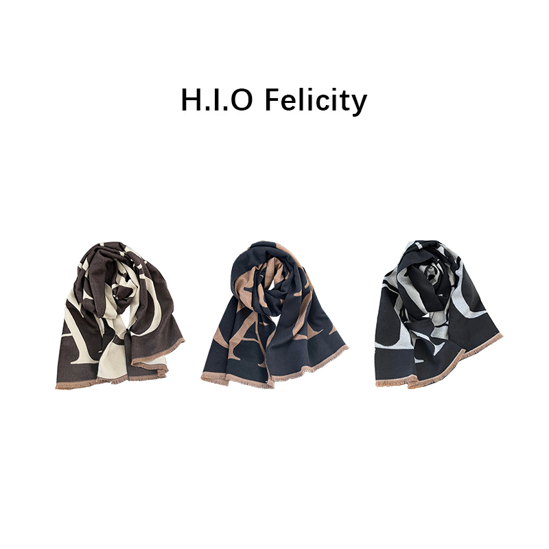  HIO Felicity女男女通用厚款法式条纹字母围巾WJ47300
