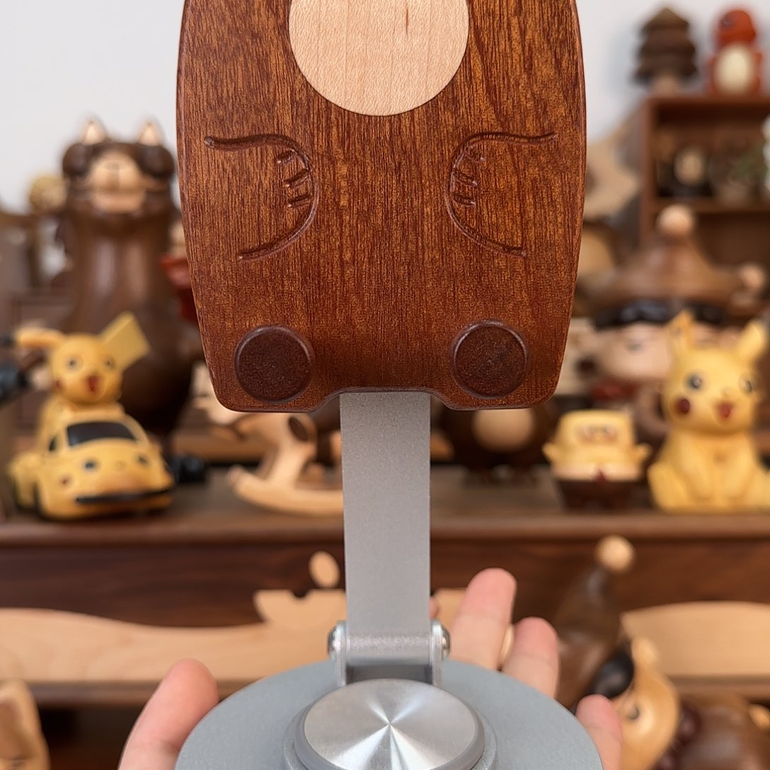 木乌檀木小熊手机支架