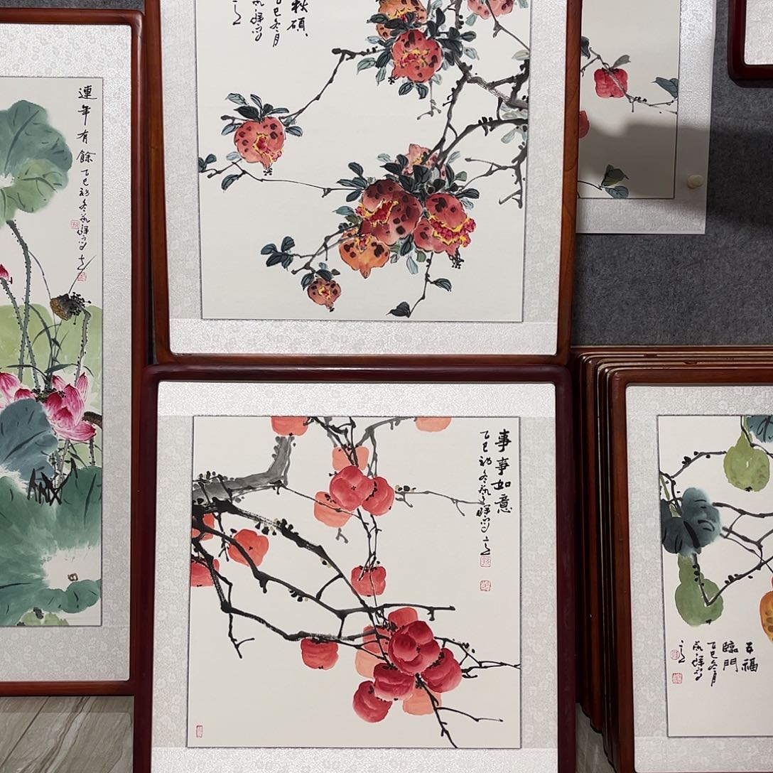 国画书画作品带框63×63