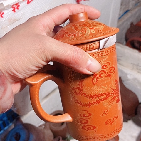 茶杯绿泥宜兴紫砂全手工制作清货
