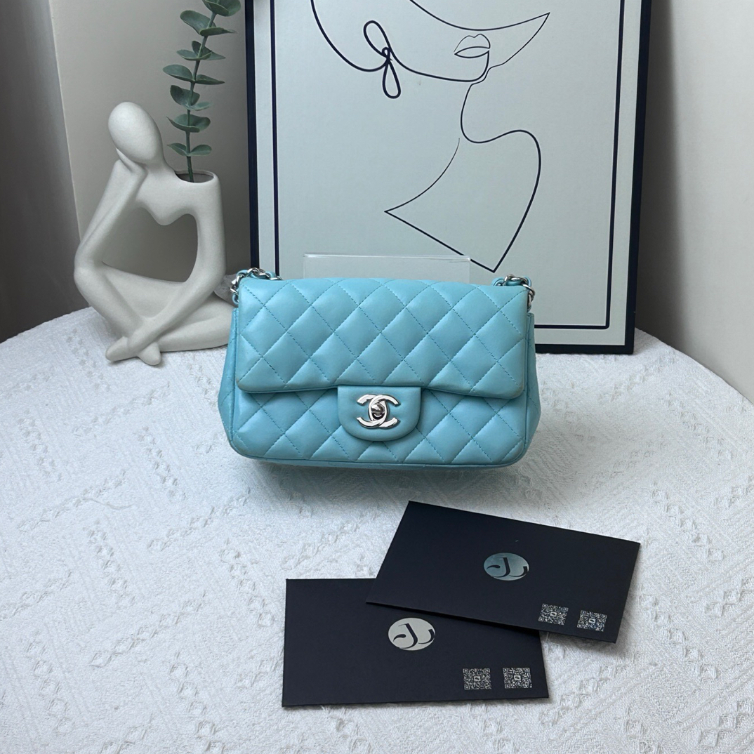 95新 Chanel/香奈儿 CF大mini 蓝 27开/18年 /JW7238