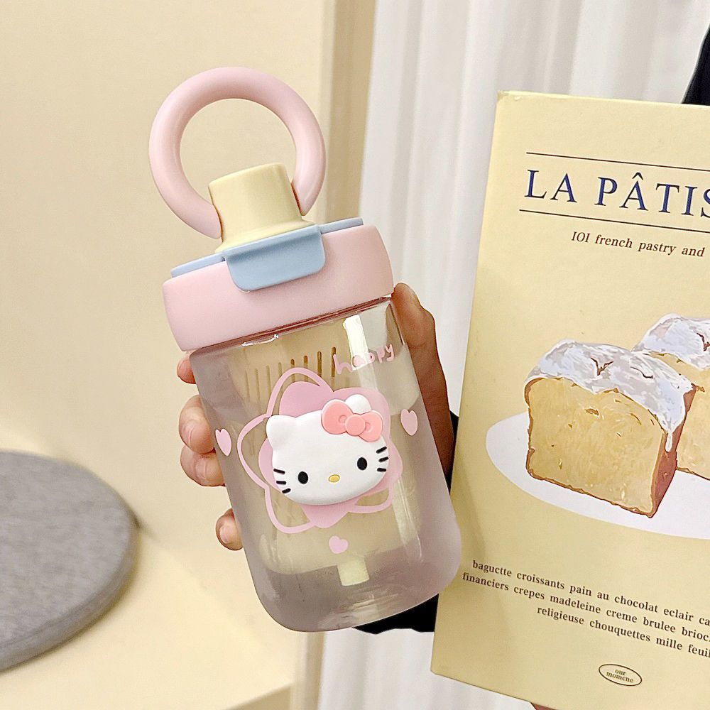 恒度Hello Kitty塑料水杯高颜值ins学生党diy可爱便携式吸管杯子