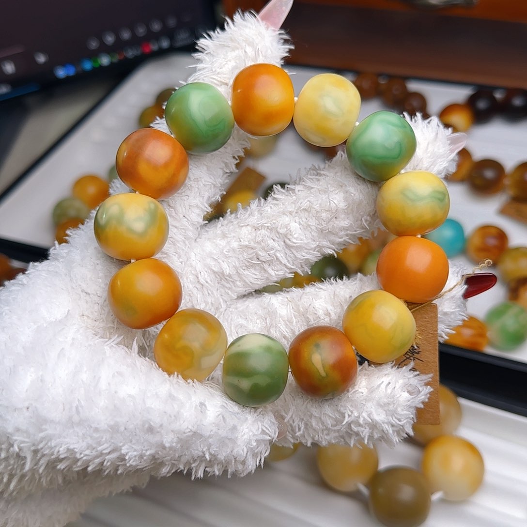 菩提根/象牙果手串卡20干磨花皮苹果微微瑕