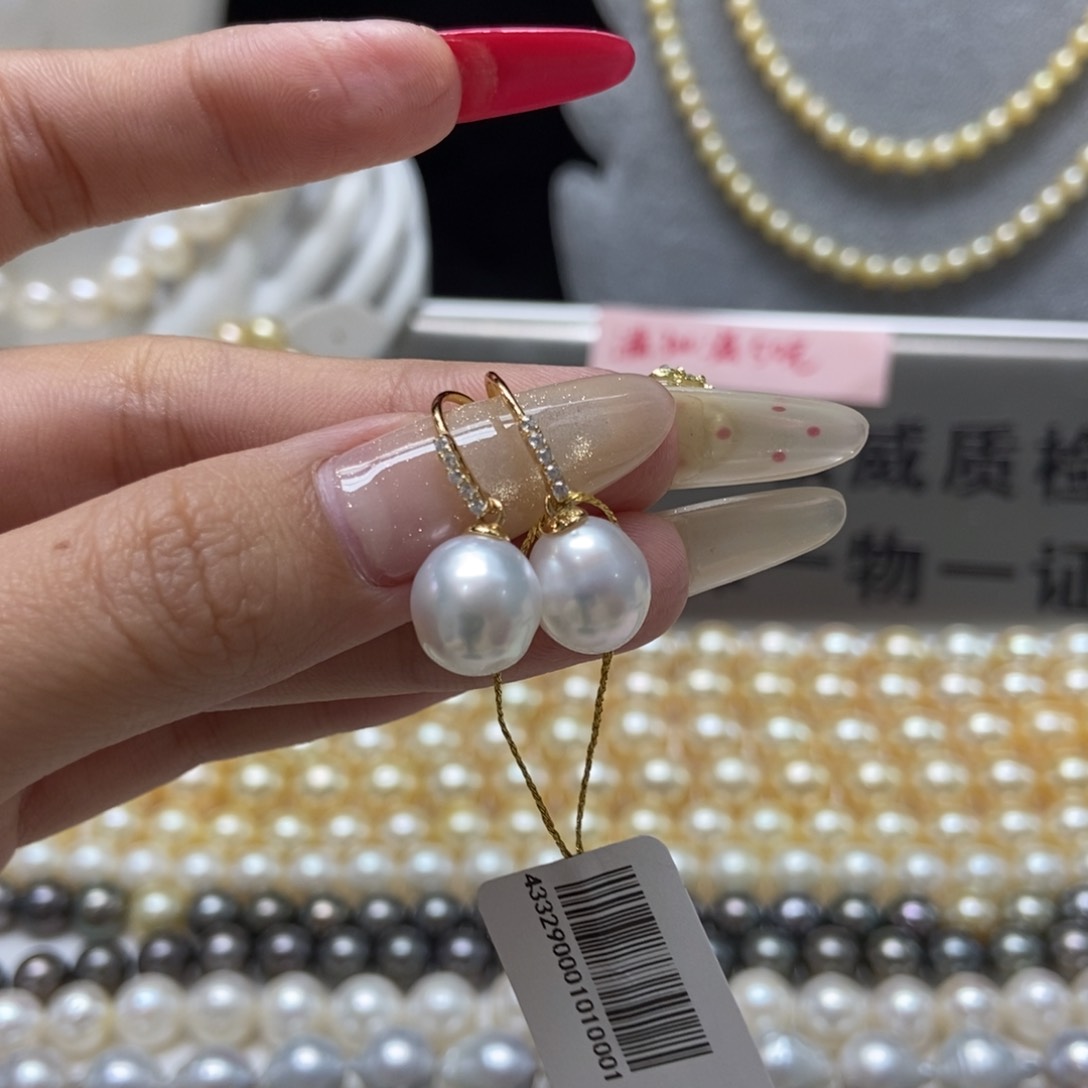 海水珍珠耳饰银S925镶嵌