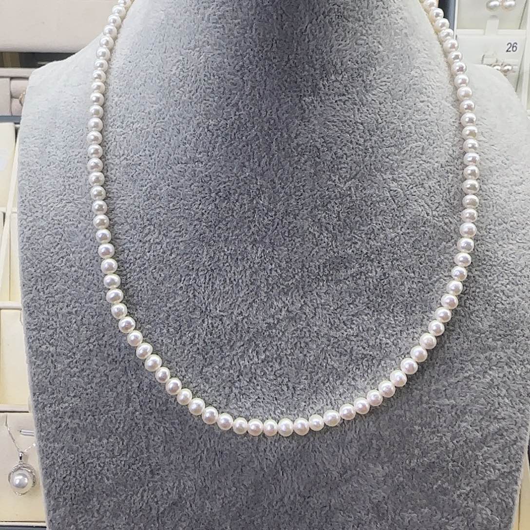 淡水珍珠银S925镶嵌颈饰4～5小米链