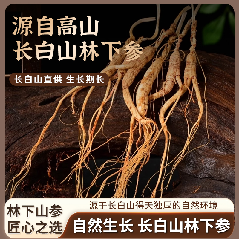 长白山林下参足年老参整枝健康礼品煲汤泡酒佳品