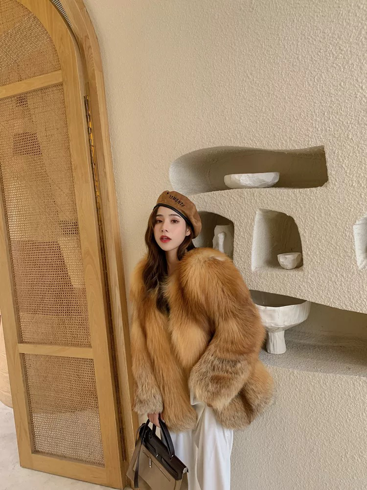红狐狐狸毛外套女