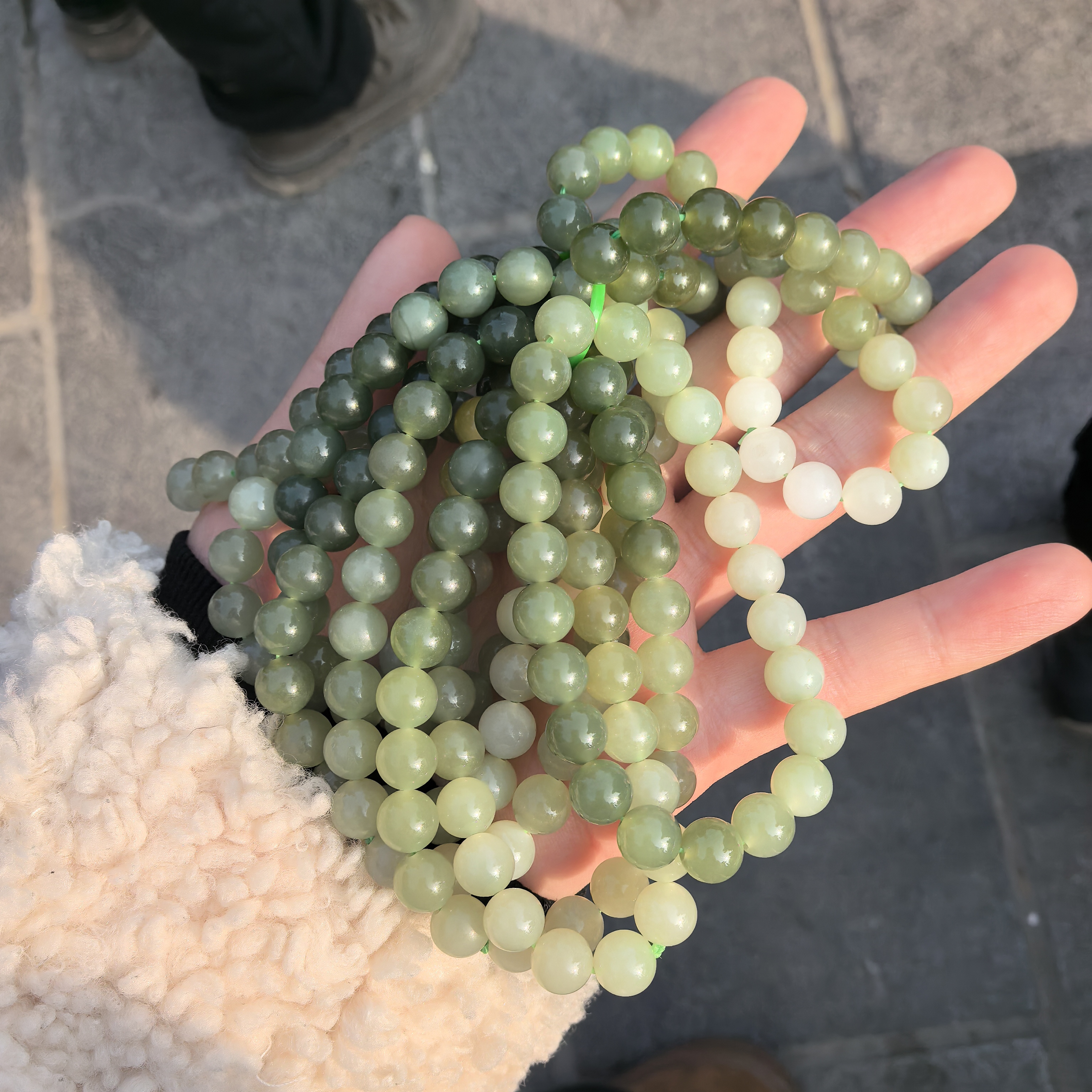 和田玉渐变手串约卡8mm多样性拍一发一