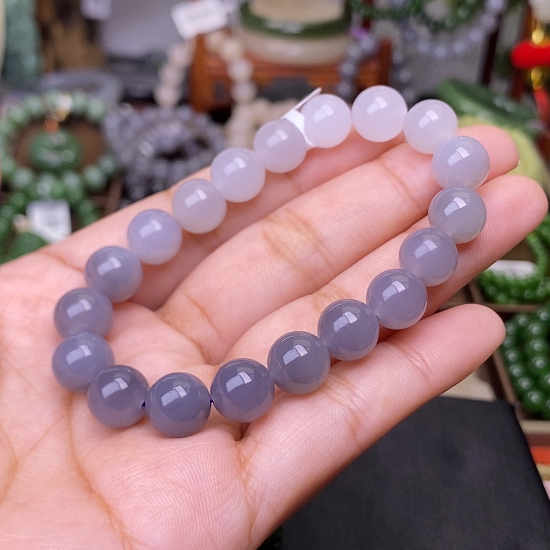 和田玉烟紫约10mm手串未镶嵌滚*球