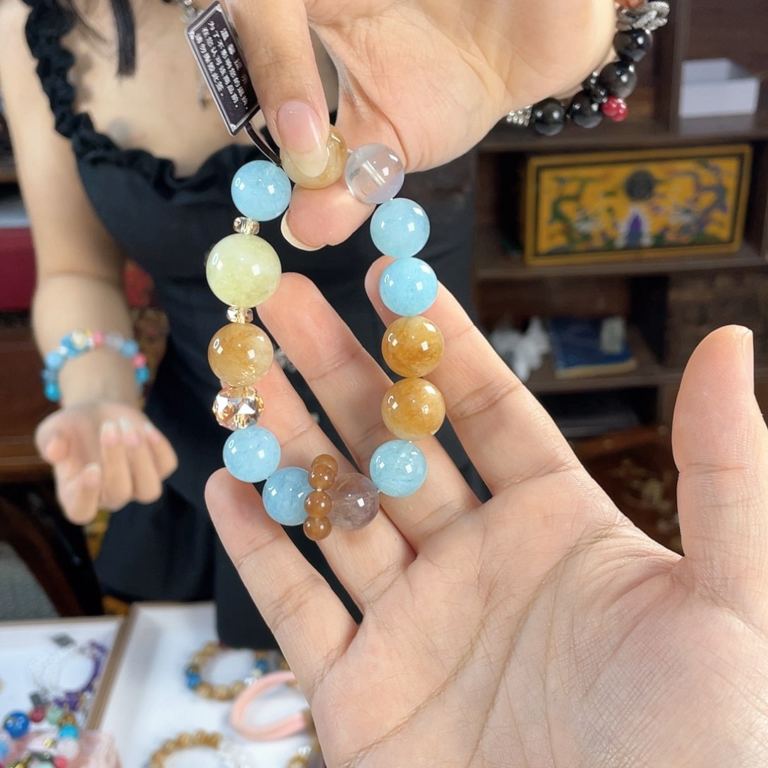 水晶手链银S925镀金镶嵌