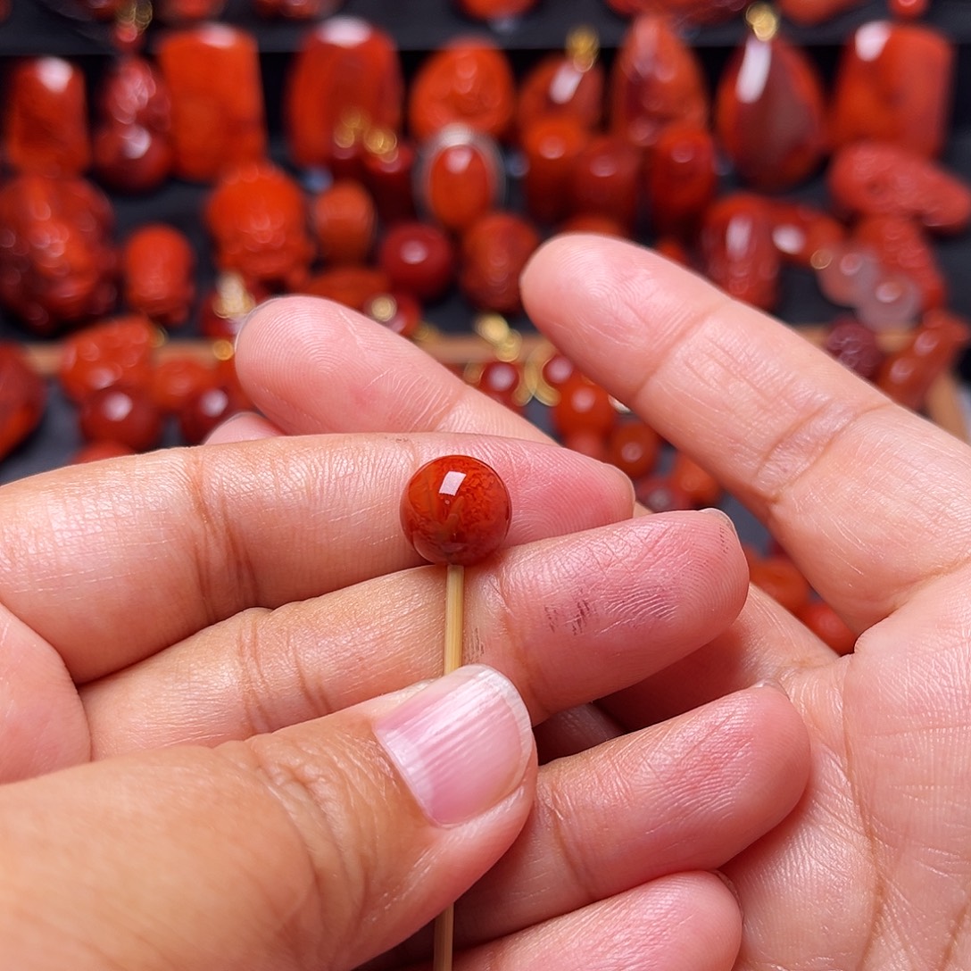 南红玛瑙未镶嵌配饰虎皮火焰纹圆珠10.3mm