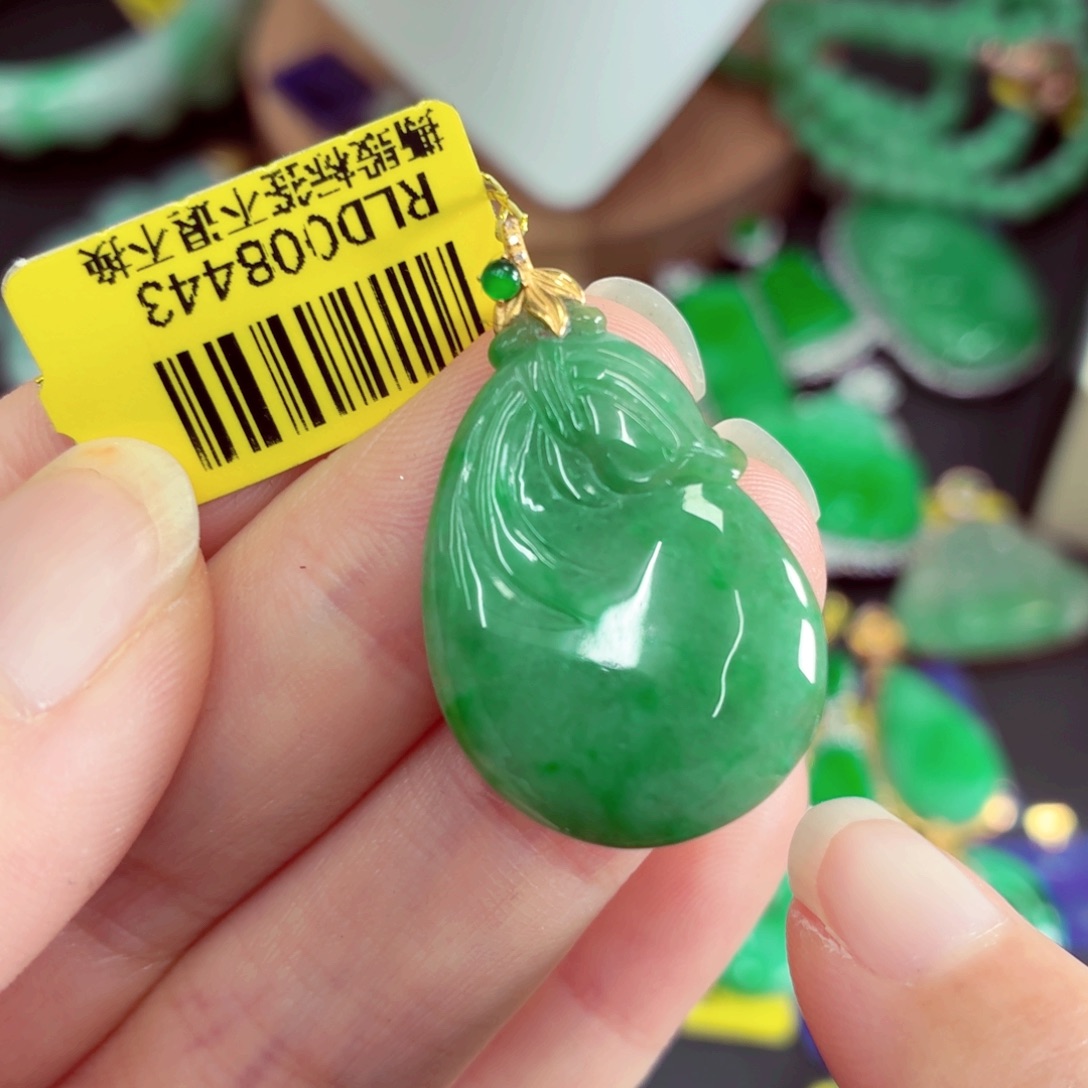 翡翠18K金镶嵌吊坠(不含链)