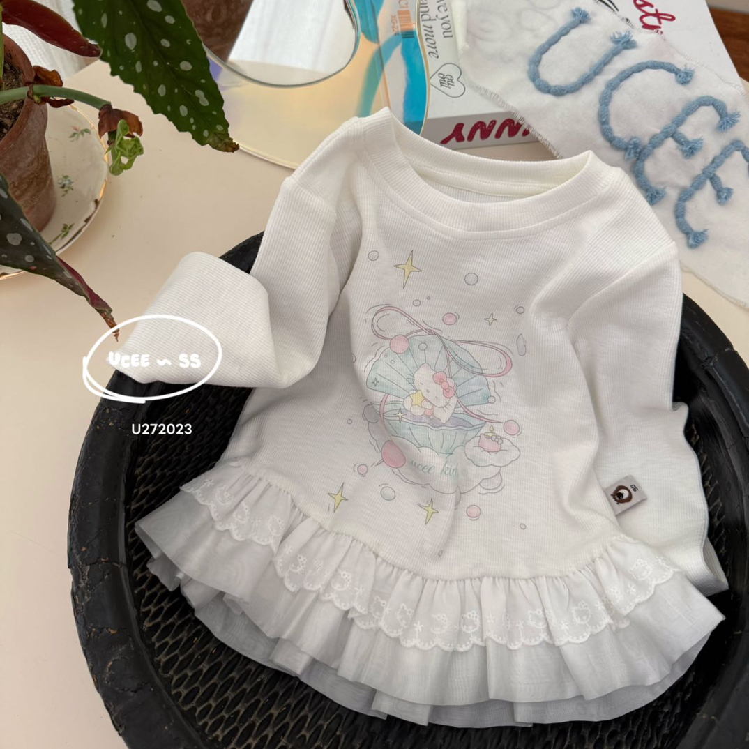 YX•春季花边打底棉T女童