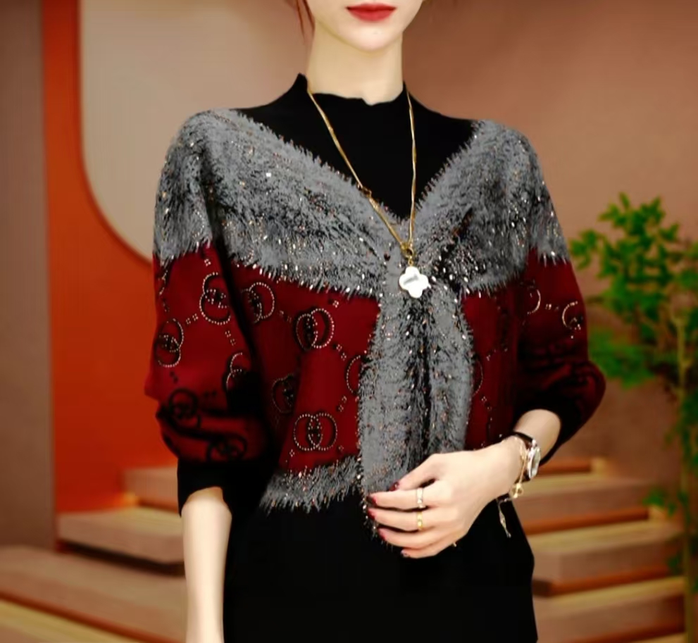 【雪韵】冬季新款抗起球针织羊毛衫减龄洋气宽松女士气质时尚妈妈装