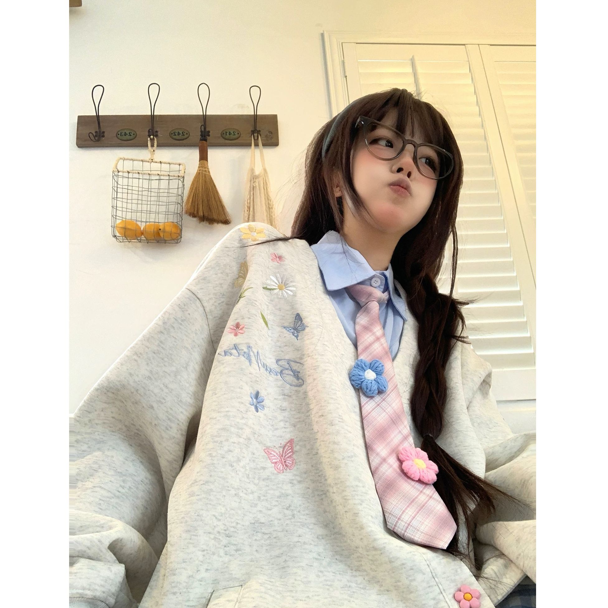 莓U烦恼o/学院风假两件新款秋季学生上衣卫衣女宽松慵懒风