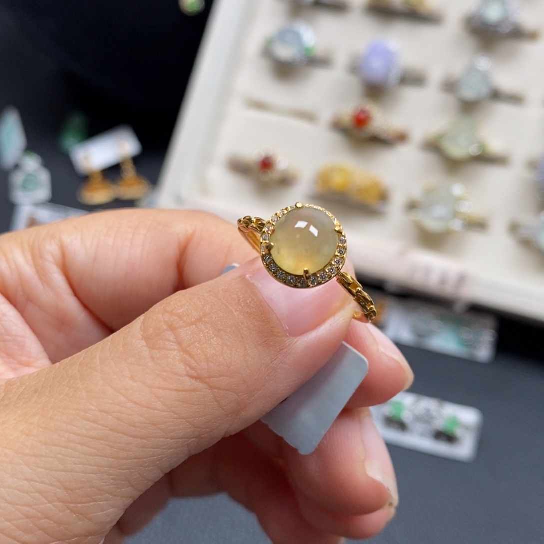 翡翠银S925镶嵌戒指