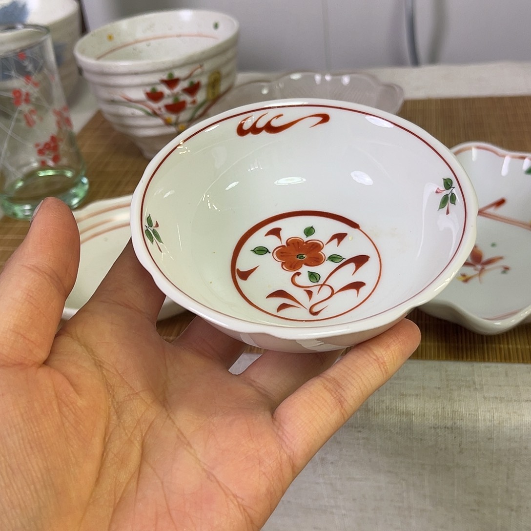 瓷片小号橘吉赤绘钵30