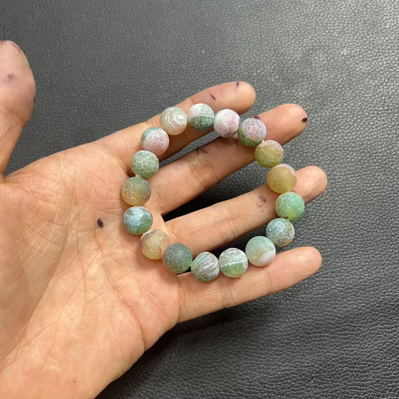 天然龙鳞特色药霜玛瑙卡10mm手串 Y113—多样性发