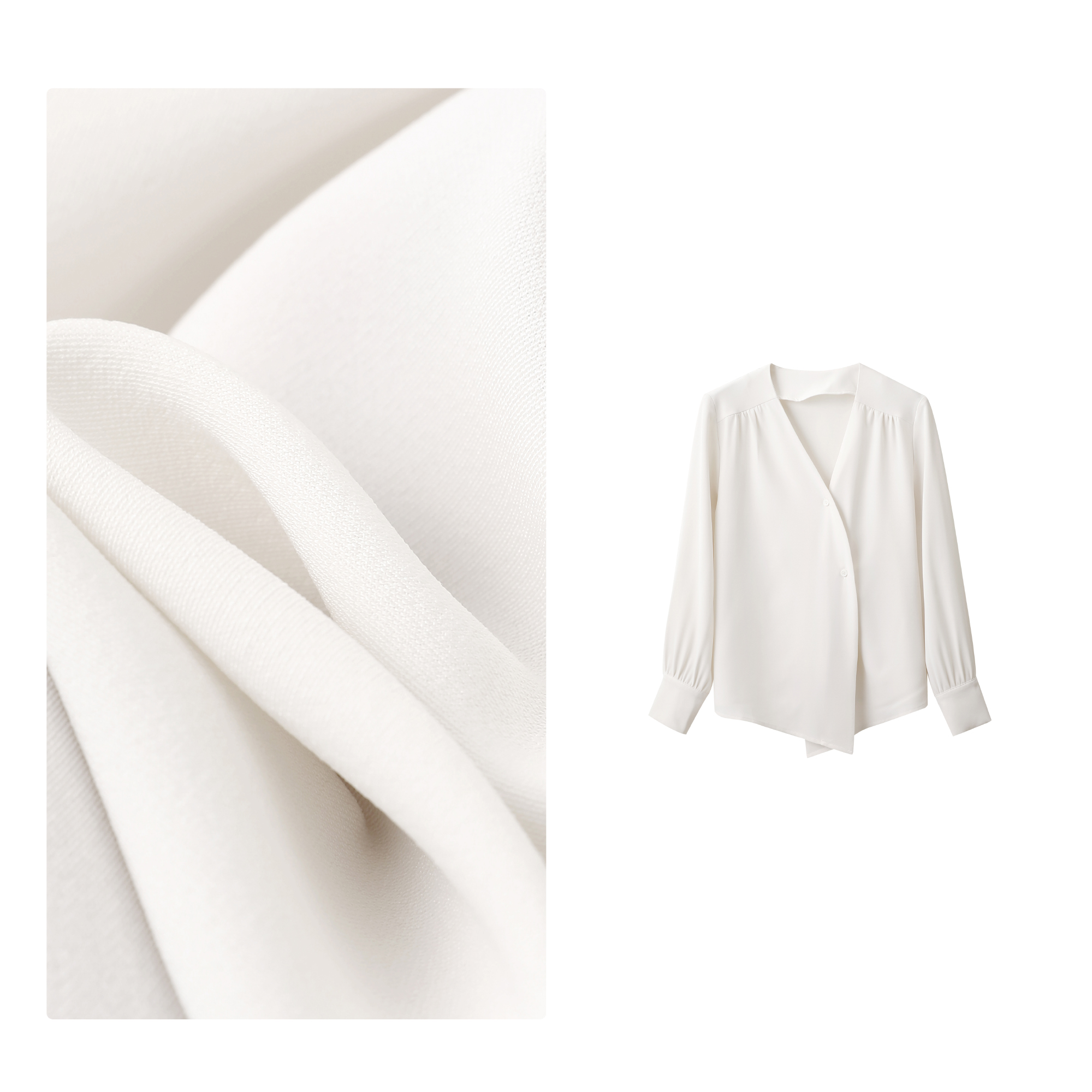 门店42&9！南风衬衣」经典轮廓丝滑质感不规则长袖衬衫上衣 D00185