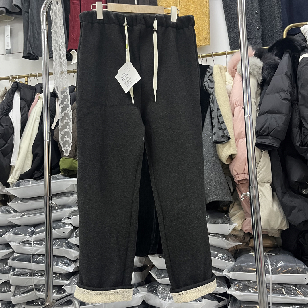 新款孕妇高腰加厚窄版修身韩系直筒翻蕾丝裤856188