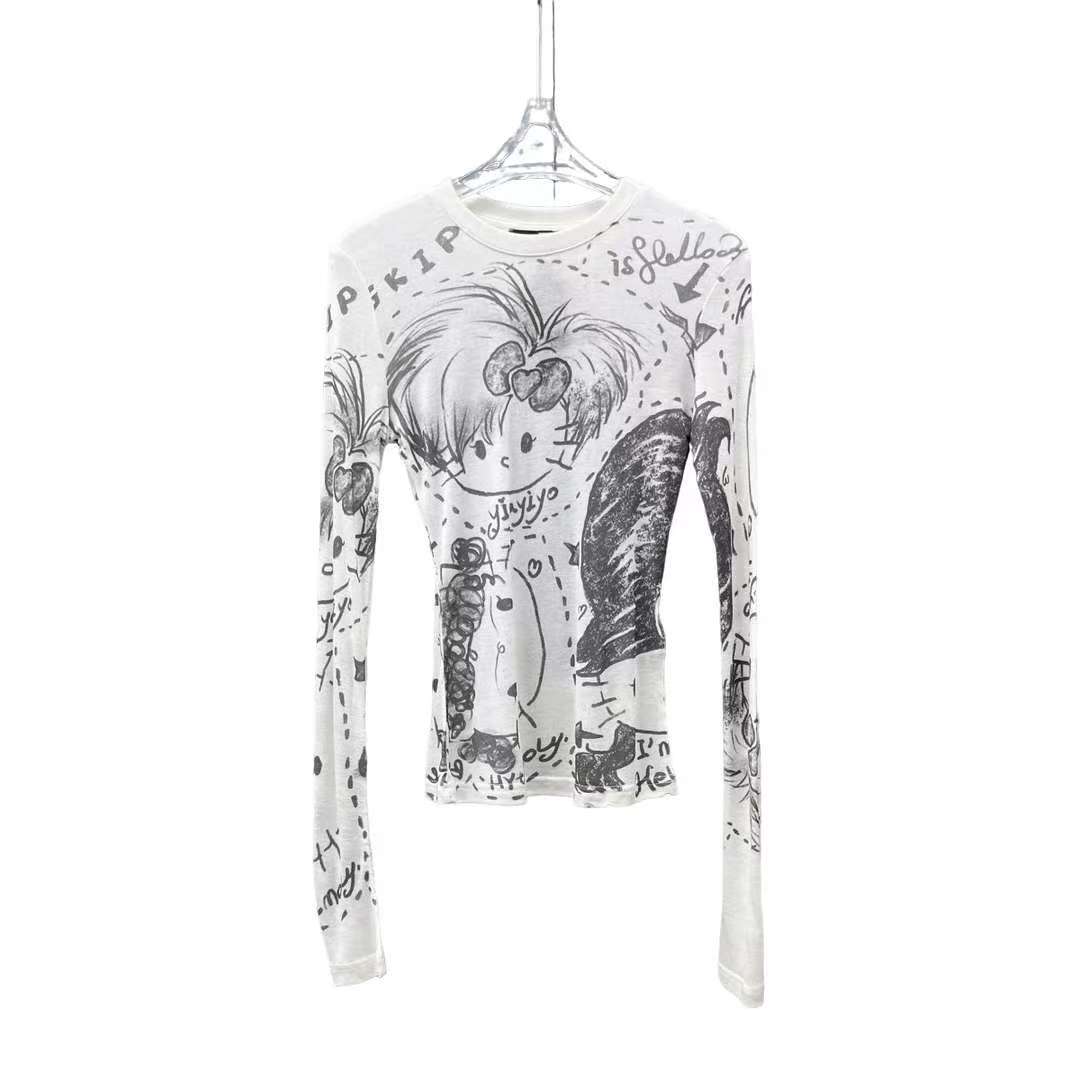 南油小众设计师新品灰卡通T恤