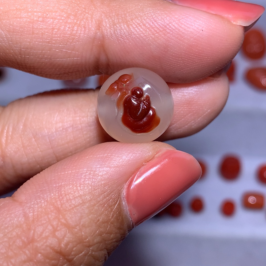 动***次南红玛瑙未镶嵌圆珠12.5悟道