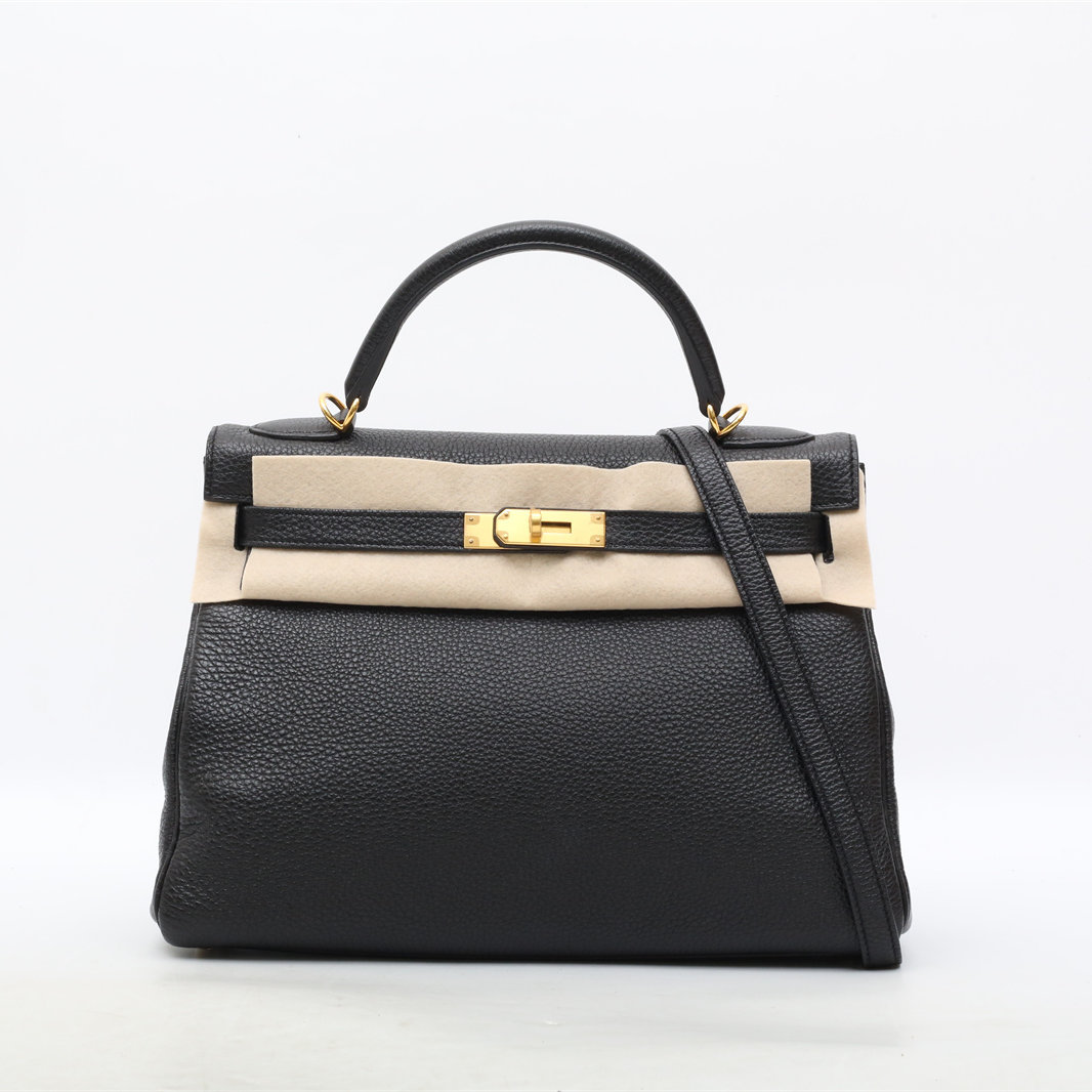 99新 Hermes/爱马仕 【黑黑】Kelly 32 89黑色 Togo皮 框Q 单肩包