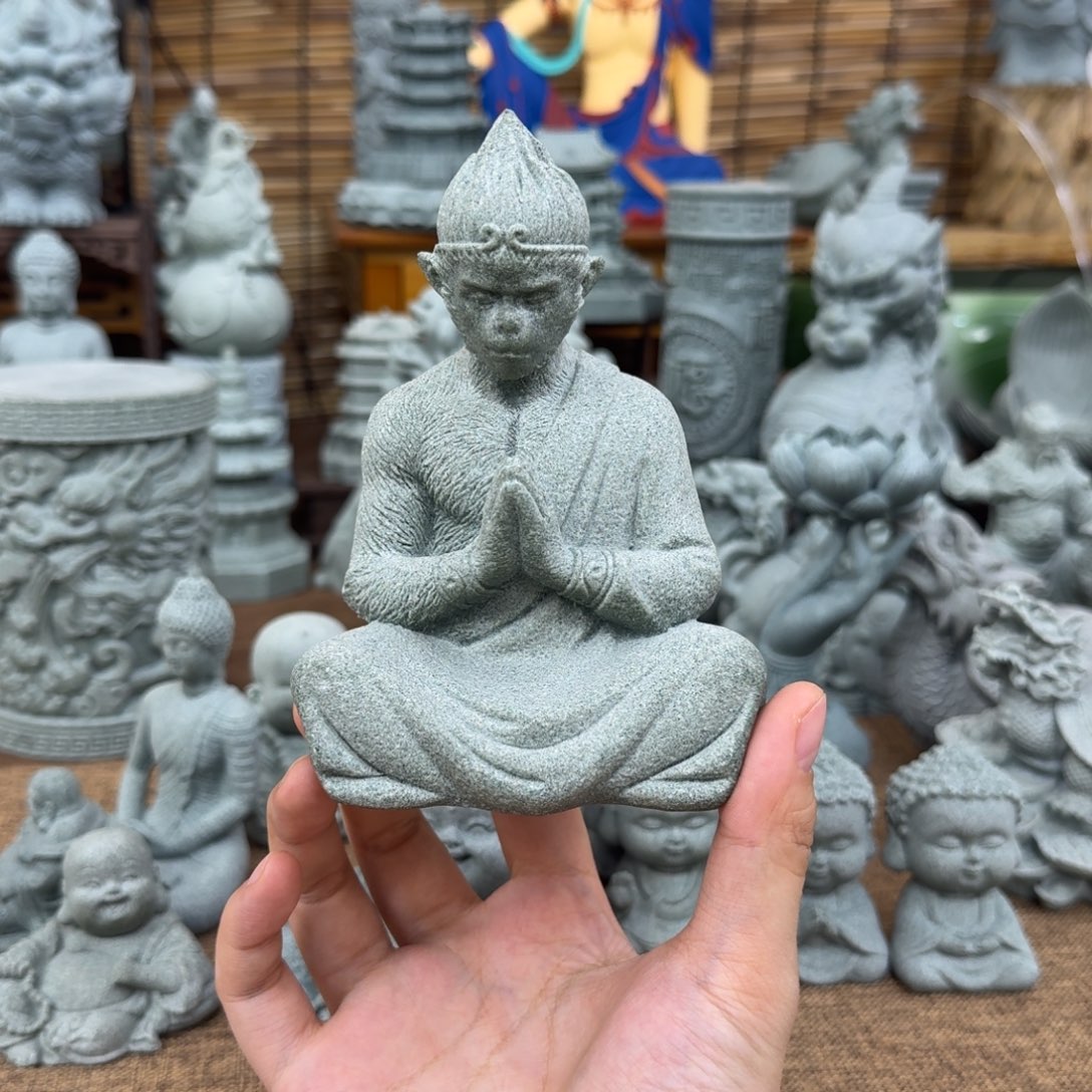 石材青砂石合十悟空