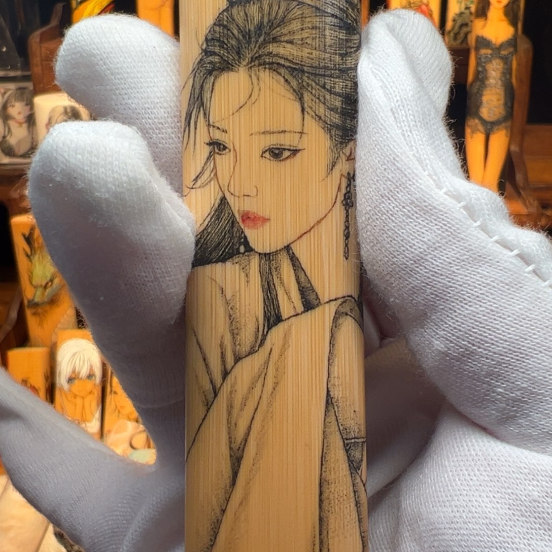 手工针刺线条美女